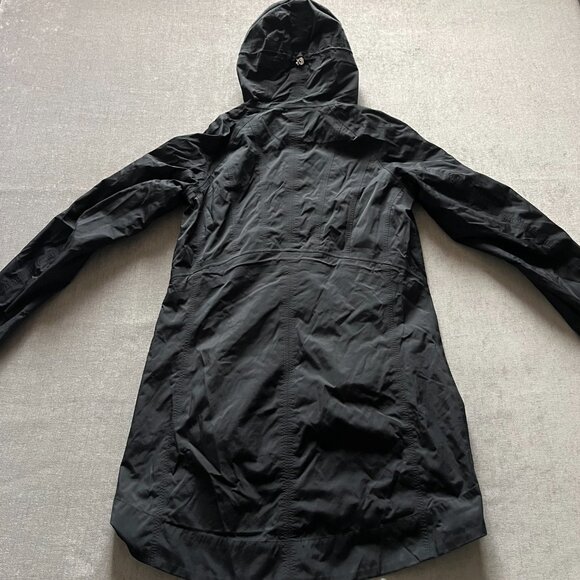 Lululemon Rain Jacket Coat Women Black Hooded Zip Up Long Length Windproof READ - Picture 3 of 14